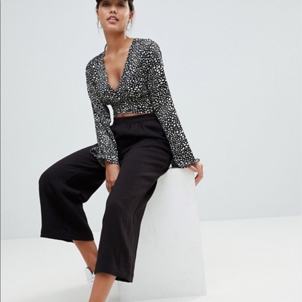 animal print open back eyelet lace up top - Picture 3 of 4